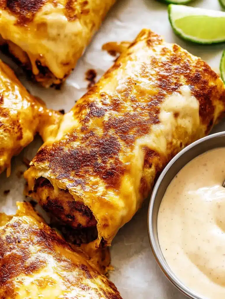 Grilled cheese burrito with crispy edges and melted cheese