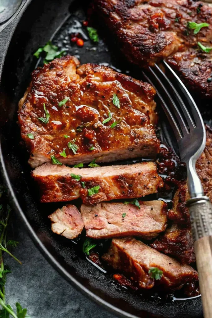 How are pork steaks supposed to be cooked