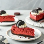 A slice of red velvet cheesecake